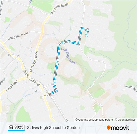 Mapa de 9025 de autobús