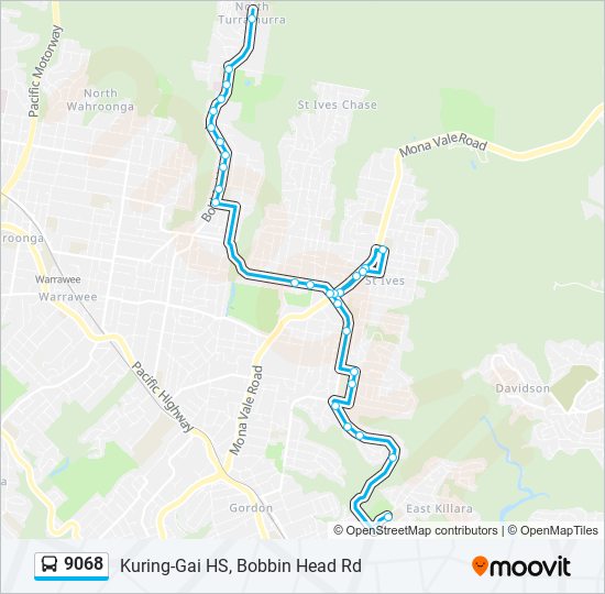 Mapa de 9068 de autobús