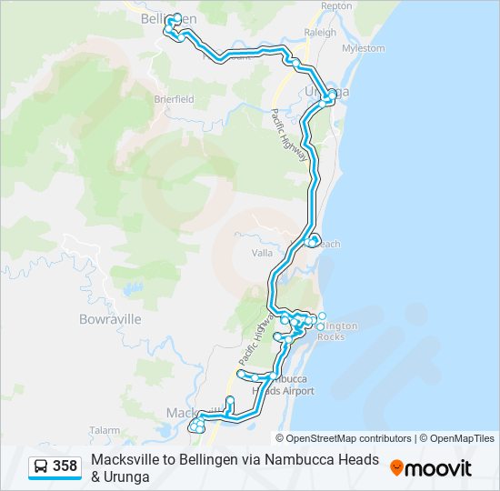 Mapa de 358 de autobús