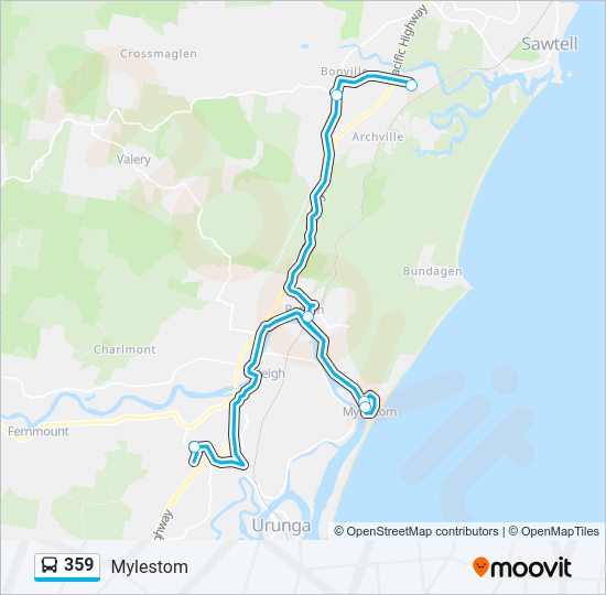 359 bus Line Map