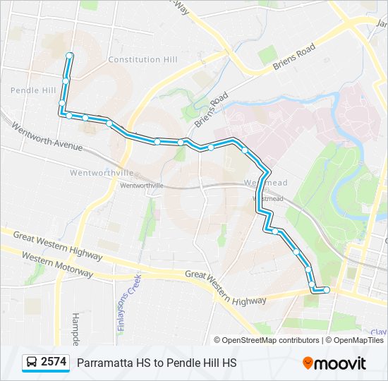 2574 bus Line Map