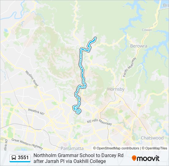 Mapa de 3551 de autobús