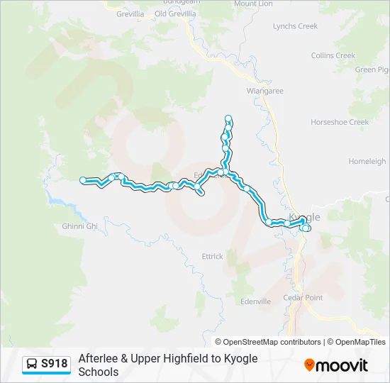Kyogle Map S918 Route: Schedules, Stops & Maps - Kyogle Schools (Updated)