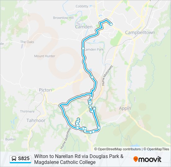 Mapa de S825 de autobús