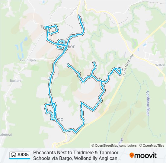 Mapa de S835 de autobús