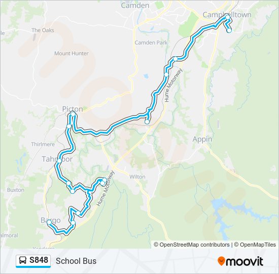 Mapa de S848 de autobús