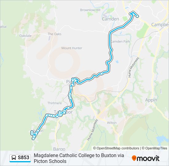 S853 bus Line Map