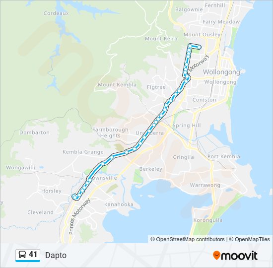 41 bus Line Map