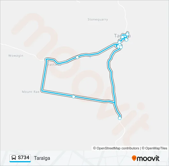 Mapa de S734 de autobús
