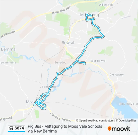 S874 Bus Line Map