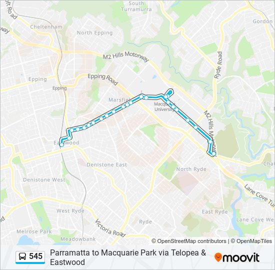 545 bus Line Map