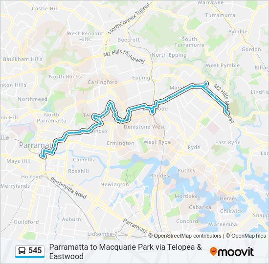 545 bus Line Map