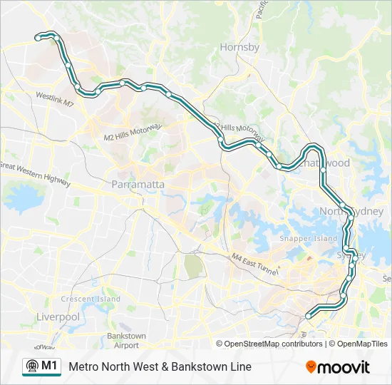 Mapa de M1 de metro