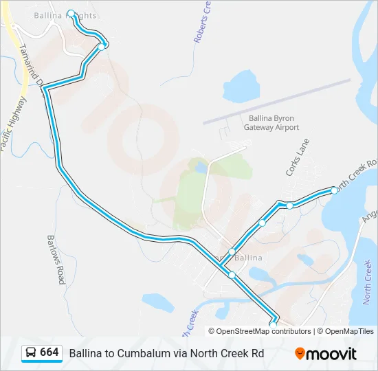 664 Bus Line Map
