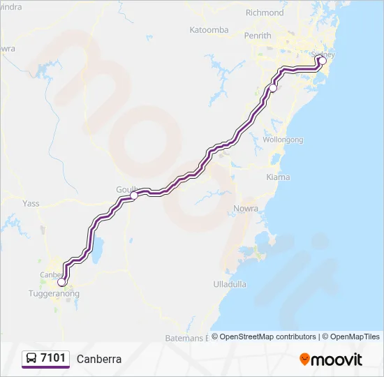 7101 Route - Central to Canberra: Schedules, Stops & Maps (Updated)