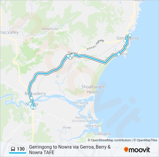 130 Route: Schedules, Stops & Maps - Bomaderry & Nowra (Updated)