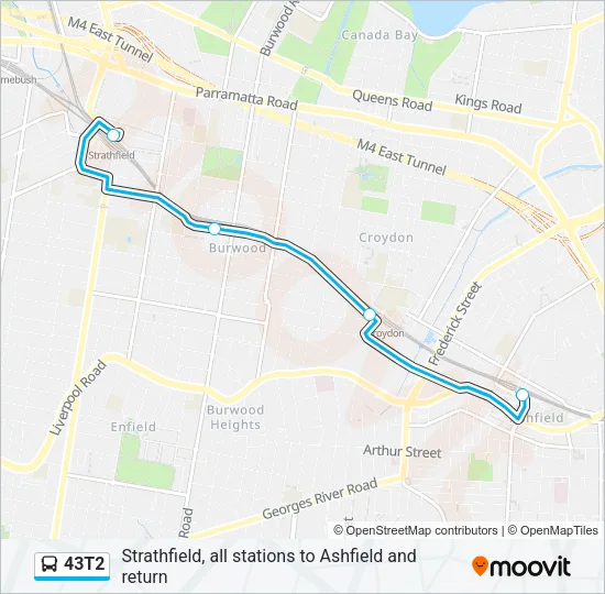 Straithfeild Timezone 43T2 Route: Schedules, Stops & Maps - Strathfield Station: Stand D ...