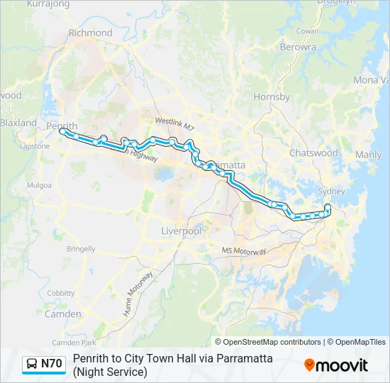 N70 Bus Line Map