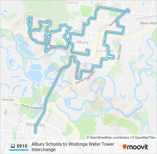 S910 Route: Schedules, Stops & Maps - Wodonga (Updated)