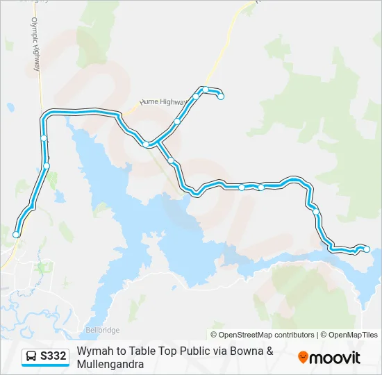 Mapa de S332 de autobús