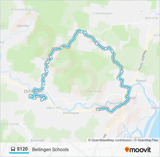 Mapa de S120 de autobús