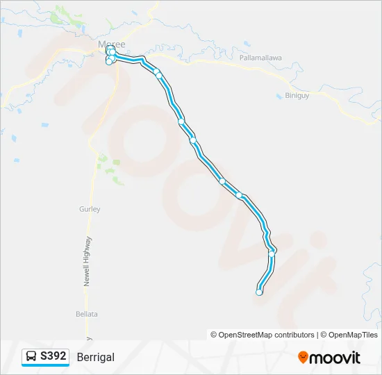 Mapa de S392 de autobús