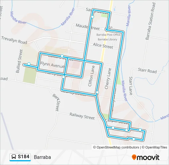 Mapa de S184 de autobús