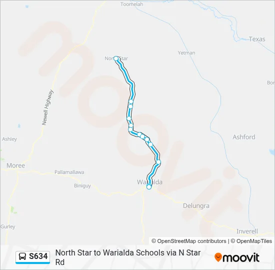 Mapa de S634 de autobús