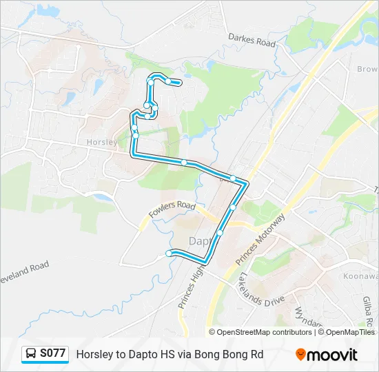 S077 Route - Horsley to Dapto HS via Bong Rd: Schedules, Stops & Maps ...