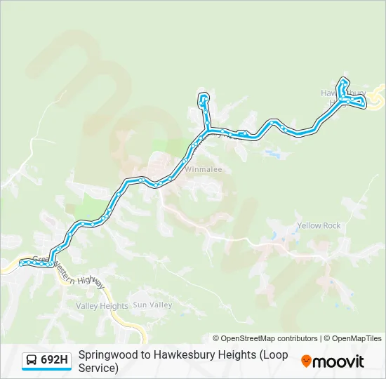 Springwood Bus Map 692H Route: Schedules, Stops & Maps - Springwood via Hawkesbury Heights ...