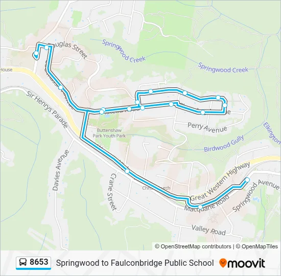 8653 Route: Schedules, Stops & Maps - Faulconbridge PS (Updated)