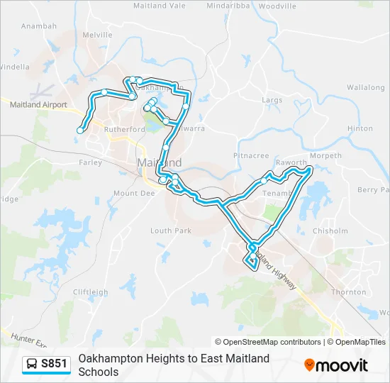 Mapa de S851 de autobús