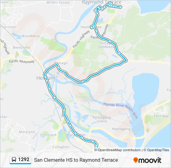 1292 Route - San Clemente HS to Raymond Terrace: Schedules, Stops ...