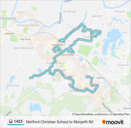 1423 Route - Metford Christian School to Morpeth Rd: Schedules, Stops ...