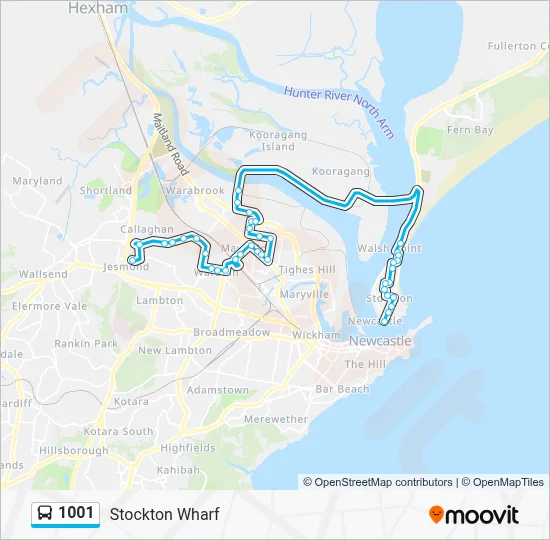 1001 Route - Callaghan College to Stockton Wharf: Schedules, Stops ...