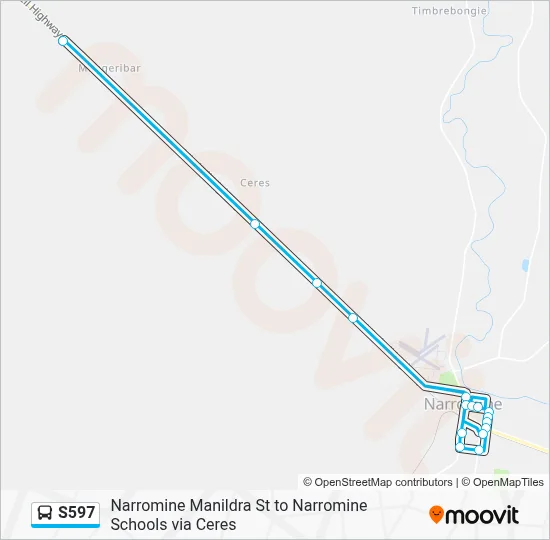 Mapa de S597 de autobús