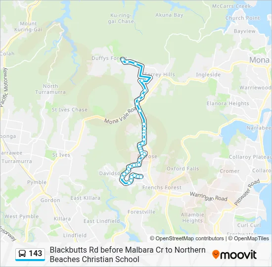 143 Route: Schedules, Stops & Maps - Northern Beaches Christian School ...
