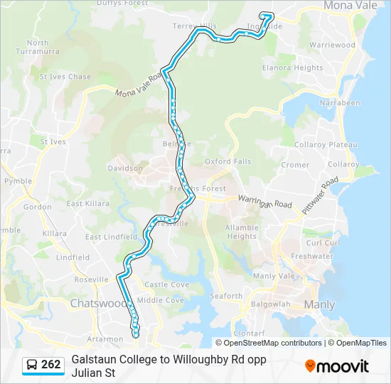 262 Route: Schedules, Stops & Maps - Willoughby Rd opp Julian St (Updated)