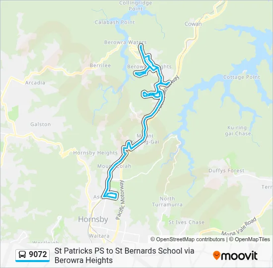 9072 Route - St Patricks PS to St Bernards School via Berowra Heights ...
