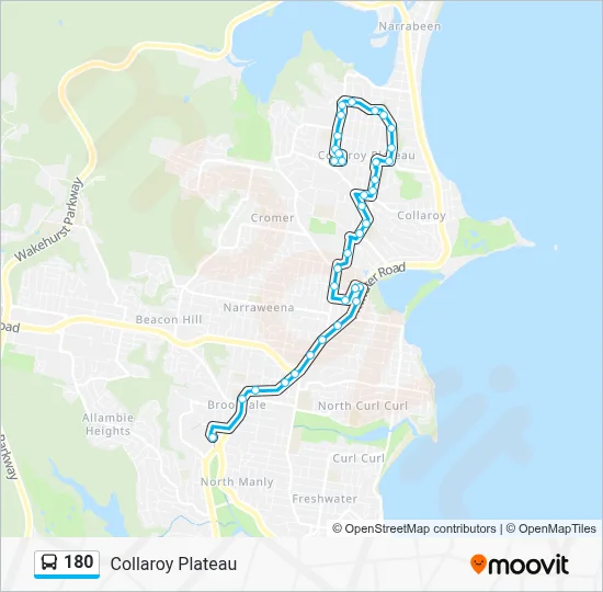 180 Route: Schedules, Stops & Maps - Collaroy Plateau (Updated)