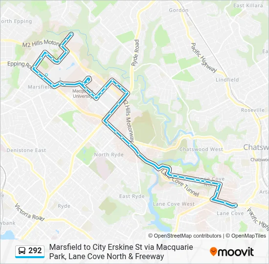 292 Route: Schedules, Stops & Maps - Marsfield (Updated)