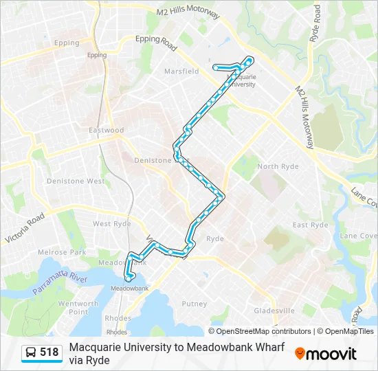 518 Map 518 Route: Schedules, Stops & Maps - Macquarie University (Updated)