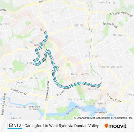 513 Route: Schedules, Stops & Maps - West Ryde (Updated)