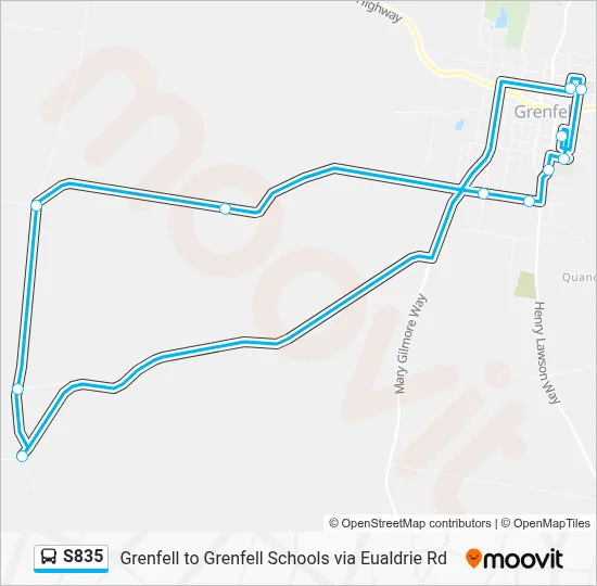 Mapa de S835 de autobús
