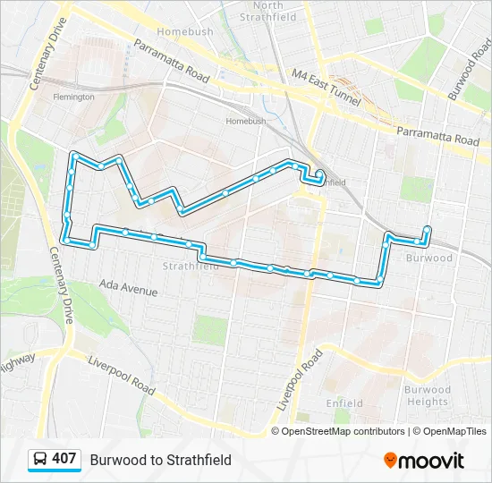 407 Route: Schedules, Stops & Maps - Burwood Stn (Burwood Rd) (Updated)