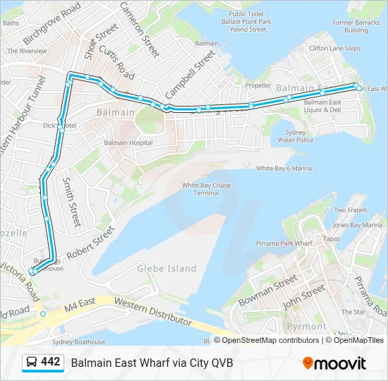 442 Route: Schedules, Stops & Maps - Balmain East Wharf via City QVB ...