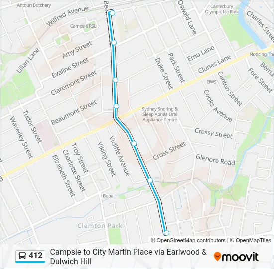 412 Route: Schedules, Stops & Maps - Bexley Rd & William St Kingsgrove ...