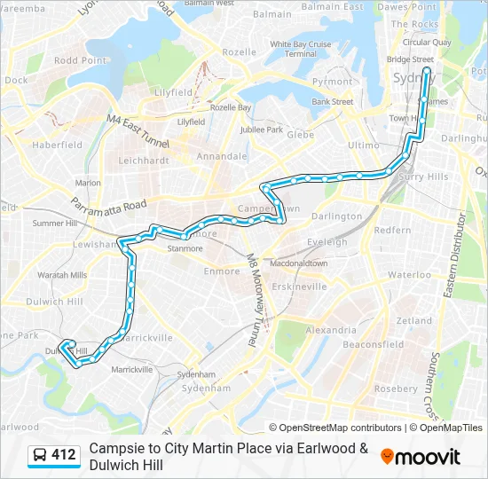412 Route: Schedules, Stops & Maps - Dulwich Hill Station (Updated)