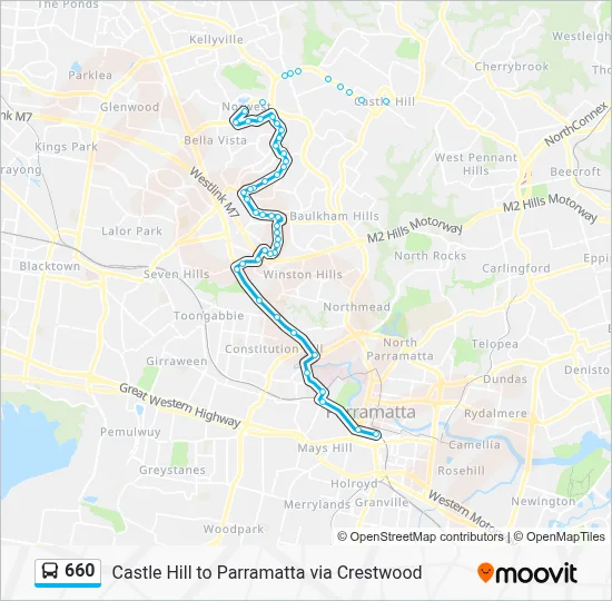 660 Route - Castle Hill to Parramatta via Crestwood: Schedules, Stops ...