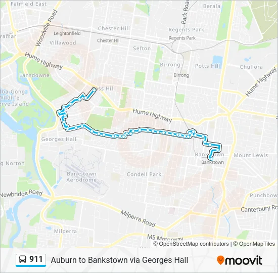 911 Route - Auburn to Bankstown via Georges Hall: Schedules, Stops ...